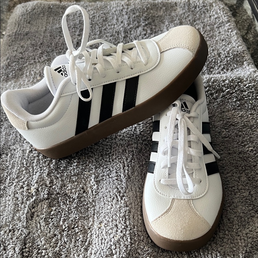 Adidas Classic White and Black Trainers